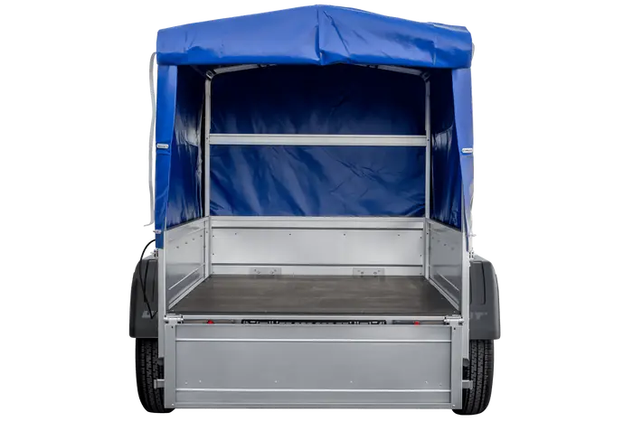 UNITRAILER Garden Trailer 150 KIPP: 150x106 cm mit Blauer Hochplane, Stützrad