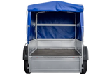 UNITRAILER Garden Trailer 150 KIPP: 150x106 cm mit Blauer Hochplane, Stützrad