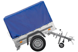 UNITRAILER Garden Trailer 150 KIPP: 150x106 cm mit Blauer Hochplane, Stützrad