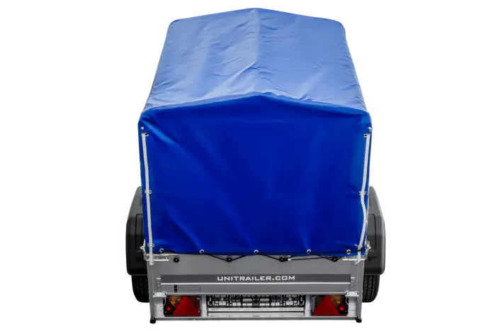 UNITRAILER Garden Trailer 150 KIPP: 150x106 cm mit Blauer Hochplane, Stützrad