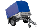 UNITRAILER Garden Trailer 150 KIPP: 150x106 cm mit Blauer Hochplane, Stützrad