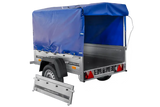 UNITRAILER Garden Trailer 150 KIPP: 150x106 cm mit Blauer Hochplane, Stützrad