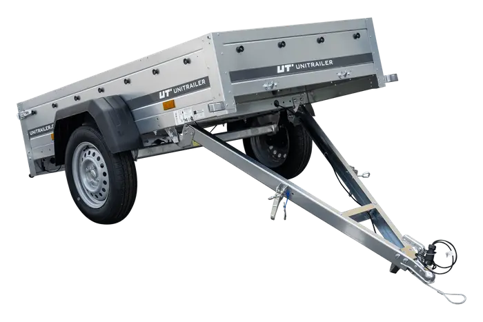 Leichter Kipp-Gartenanhänger 200 mit Stützrad, H-0-Rahmen und blauer Plane – Robuste 750 kg