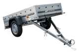 Leichter Kipp-Gartenanhänger 200 mit Stützrad, H-0-Rahmen und blauer Plane – Robuste 750 kg