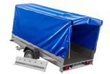 UNITRAILER GARDEN 265 Kippanhänger: Robuster PKW-Anhänger mit Hochspriegel und blauer Plane