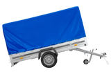 UNITRAILER GARDEN 265 Kippanhänger: Robuster PKW-Anhänger mit Hochspriegel und blauer Plane