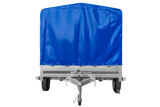 UNITRAILER GARDEN 265 Kippanhänger: Robuster PKW-Anhänger mit Hochspriegel und blauer Plane