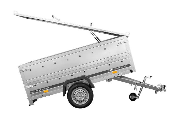 Robuster UNITRAILER GARDEN 230 KIPP Einachs-Anhänger mit Bordwandaufsatz Alu-Deckel