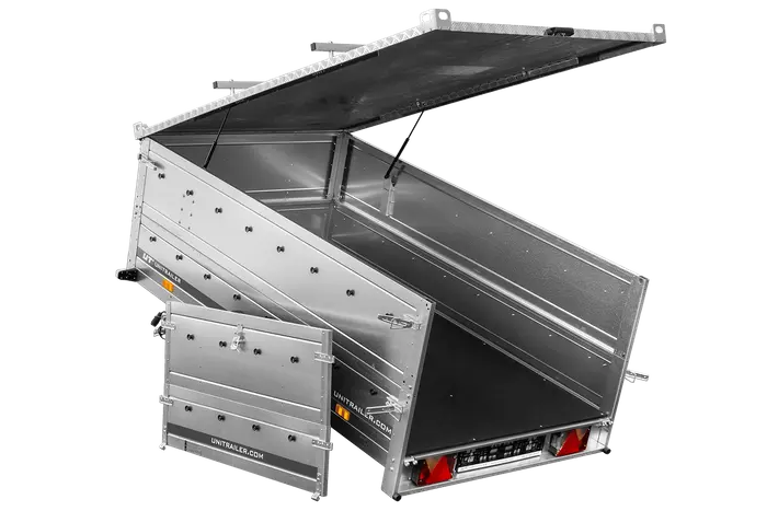 Robuster UNITRAILER GARDEN 230 KIPP Einachs-Anhänger mit Bordwandaufsatz Alu-Deckel