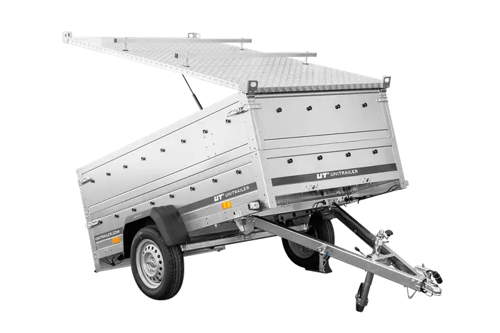 Robuster UNITRAILER GARDEN 230 KIPP Einachs-Anhänger mit Bordwandaufsatz Alu-Deckel