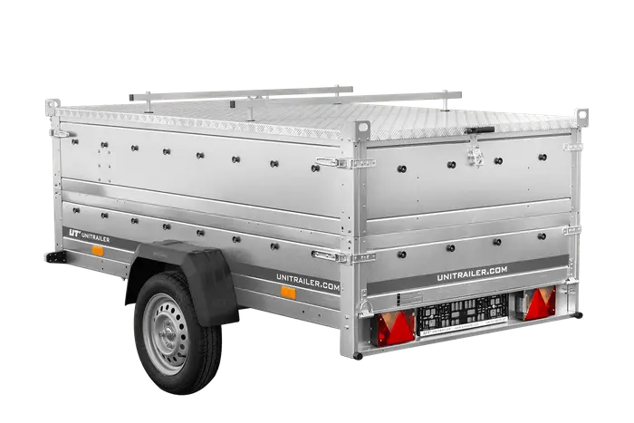 Robuster UNITRAILER GARDEN 230 KIPP Einachs-Anhänger mit Bordwandaufsatz Alu-Deckel