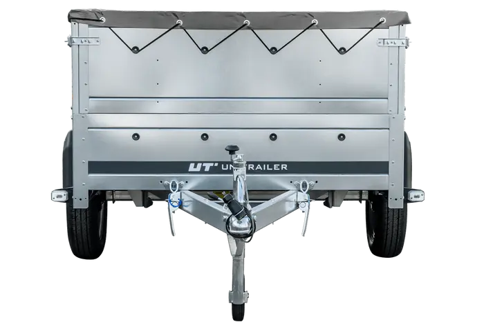 Faltbarer UNITRAILER Gartenanhänger 230 KIPP: Praktischer Pkw-Anhänger mit Bordwänden und Plane