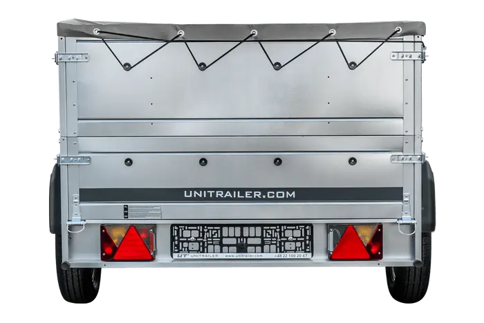 Faltbarer UNITRAILER Gartenanhänger 230 KIPP: Praktischer Pkw-Anhänger mit Bordwänden und Plane