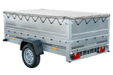Faltbarer UNITRAILER Gartenanhänger 230 KIPP: Praktischer Pkw-Anhänger mit Bordwänden und Plane