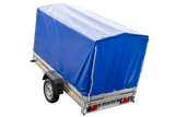 UNITRAILER 230 KIPP Gartenanhänger: Kippbar, Stützrad, 110cm Rahmen, blaue Plane