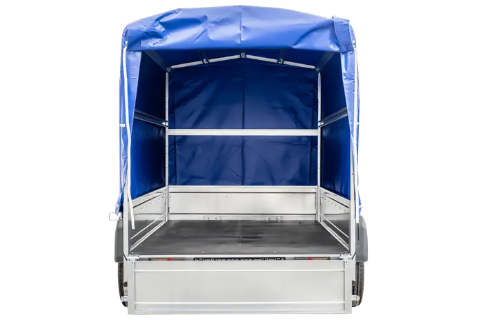 UNITRAILER 230 KIPP Gartenanhänger: Kippbar, Stützrad, 110cm Rahmen, blaue Plane