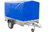 UNITRAILER 230 KIPP Gartenanhänger: Kippbar, Stützrad, 110cm Rahmen, blaue Plane