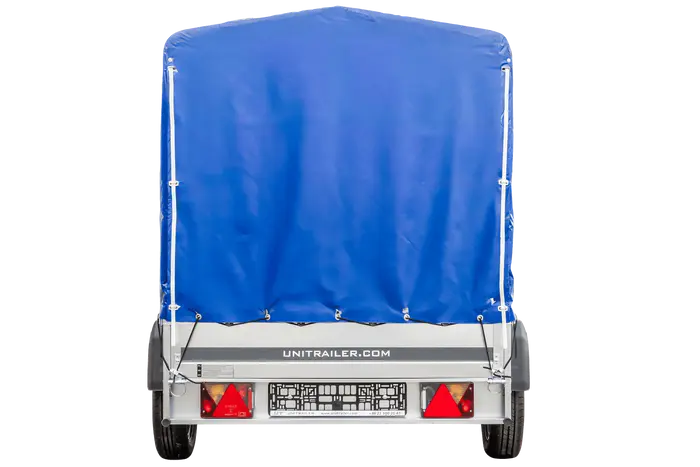 UNITRAILER 230 KIPP Gartenanhänger: Kippbar, Stützrad, 110cm Rahmen, blaue Plane