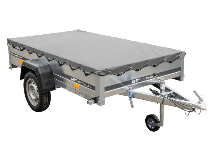 Robuster Kipp-PKW-Anhänger Garden Trailer 230 KIPP: Kompakt, verzinkt, mit Flachplane, Stützrad.