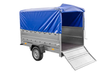 Vielseitiger UNITRAILER Garden 230 FD PKW-Anhänger mit hohen Bordwänden und blauer Plane