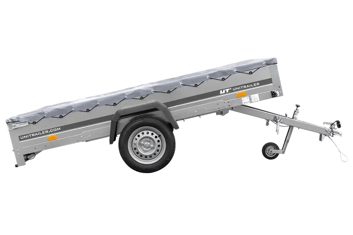 UNITRAILER GARDEN 265 KIPP Autoanhänger: Praktischer Kippanhänger mit grauer Plane & Stützrad