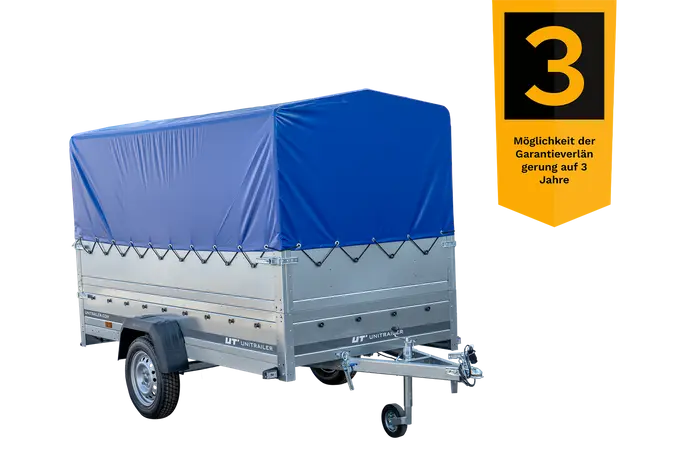 Vielseitiger PKW-Anhänger GARDEN TRAILER 264 KIPP mit Stützrad, Hochplane und Bordwänden