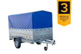 Vielseitiger PKW-Anhänger GARDEN TRAILER 264 KIPP mit Stützrad, Hochplane und Bordwänden