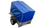 UNITRAILER Garden Trailer 150 KIPP: 150x106 cm mit Blauer Hochplane, Stützrad