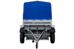 UNITRAILER Garden Trailer 150 KIPP: 150x106 cm mit Blauer Hochplane, Stützrad