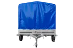 UNITRAILER GARDEN 265 Kippanhänger: Robuster PKW-Anhänger mit Hochspriegel und blauer Plane