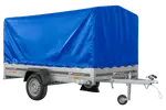UNITRAILER GARDEN 265 Kippanhänger: Robuster PKW-Anhänger mit Hochspriegel und blauer Plane