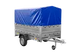 Vielseitiger UNITRAILER Garden 230 FD PKW-Anhänger mit hohen Bordwänden und blauer Plane