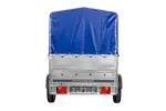 Vielseitiger UNITRAILER Garden 230 FD PKW-Anhänger mit hohen Bordwänden und blauer Plane