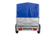 Vielseitiger UNITRAILER Garden 230 FD PKW-Anhänger mit hohen Bordwänden und blauer Plane