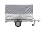 UNITRAILER Garden 230 FD PKW-Anhänger: 230x125, BIS-Seiten, H-800-Gestell, graue Plane