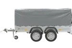 UNITRAILER Kippbarer Gartenanhänger 264/2: Robuster Doppelachser mit Stützrad & Plane