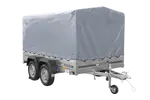 Robuster UNITRAILER GARDEN 265/2 Kipp-Zweiachsanhänger mit Hochplane und Rahmen