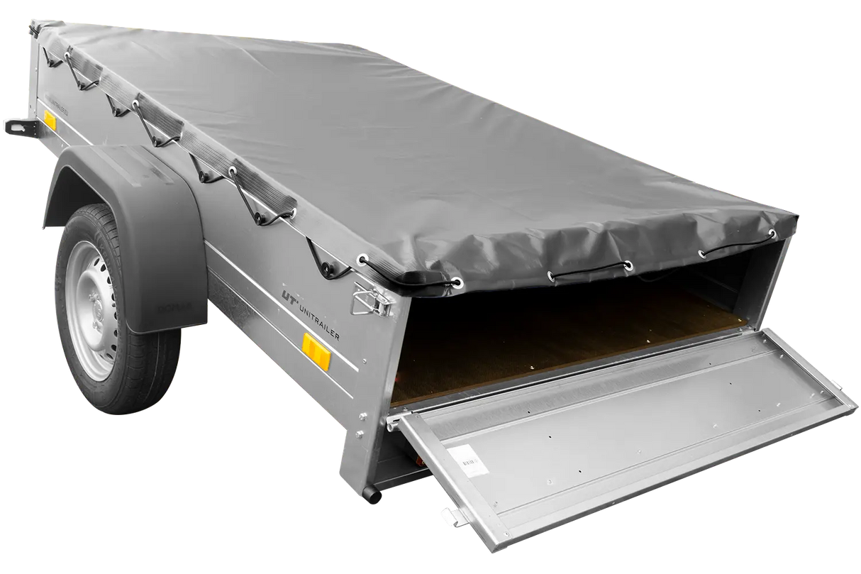 UNITRAILER Garden Trailer 201 KIPP PKW-Anhänger – 200x125 cm, 750 kg, Flachplane, Stützrad