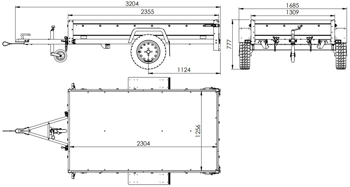 Robuster PKW-Anhänger Kipper 230x125 Garden Trailer 750kg, klappbar, mit Stützrad