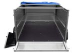 Vielseitiger GARDEN TRAILER 150 KIPP PKW-Anhänger mit Bordwänden, Stützrad & blauer Plane