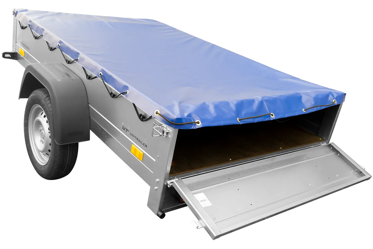 UNITRAILER Garden Trailer 201 KIPP: Robuster Kippanhänger mit Flachplane, Stützrad, Planenträgern