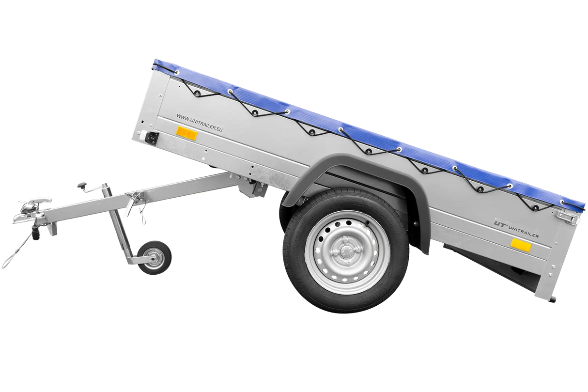 UNITRAILER Garden Trailer 201 KIPP: Robuster Kippanhänger mit Flachplane, Stützrad, Planenträgern